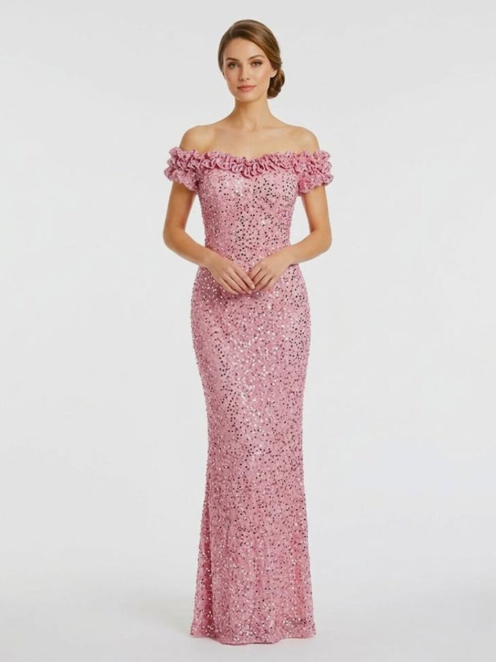 Pink Crushed Velvet Prom/Formal Gown